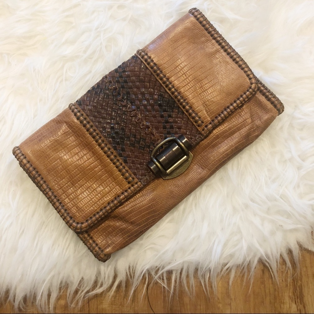 All Saints Chevron Weave Clutch